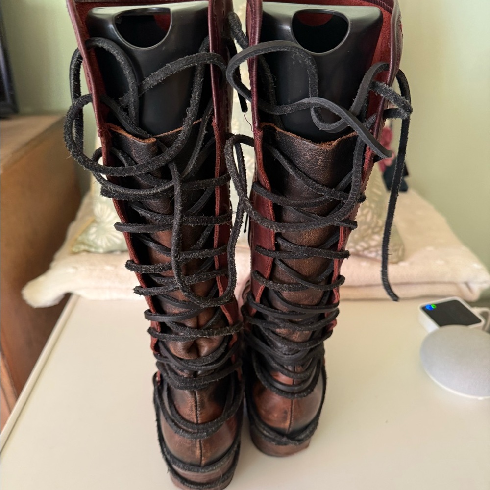Freebird Brown Lace Up Boots - Picture 2 of 6